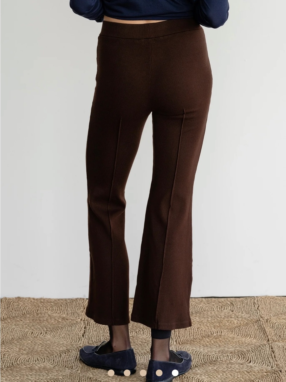 DONNI. Ribbed Boot-Cut Flare Pants — Brown - Picture 4 of 12